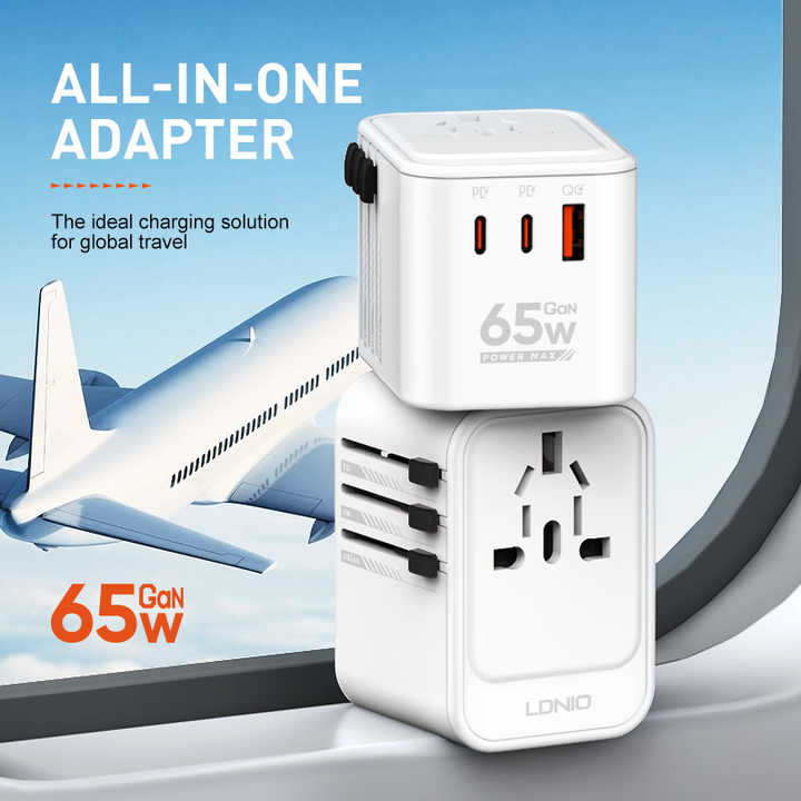 LDNIO Z6 65W GaN (2 PD+QC 3.0) Super Fast Travel Converter Adapter