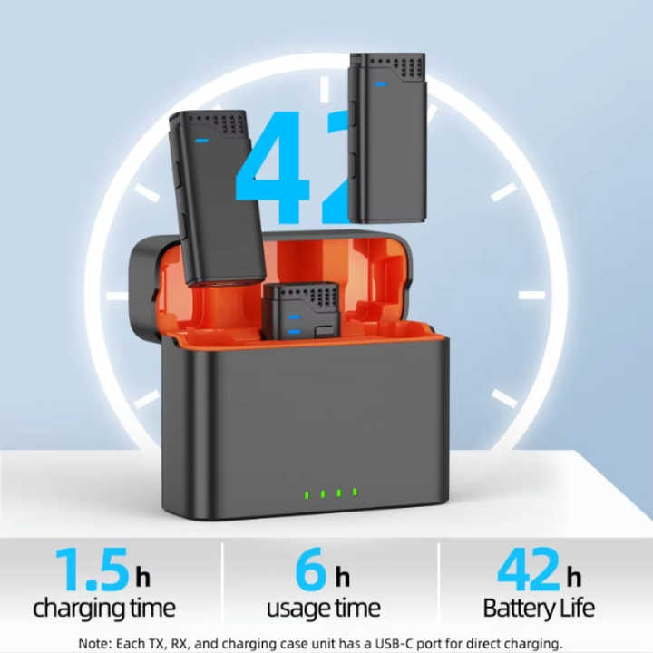 Jmary MW-16 2.4G Wireless Dual Microphone for Mobile & Camera | Mute mode | Noise cancelling | Charging case & etc
